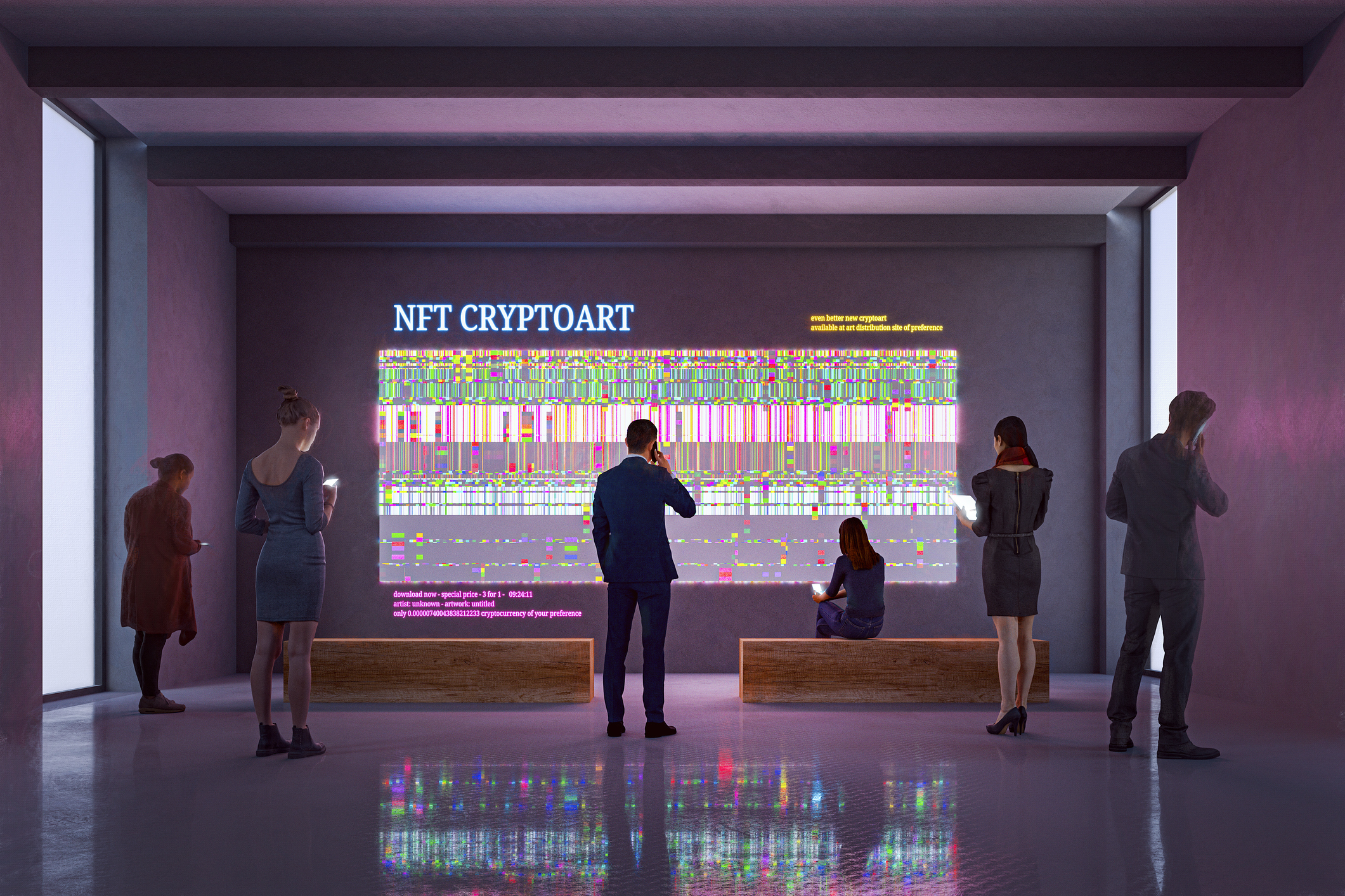 NFT CryptoArt display in art gallery
